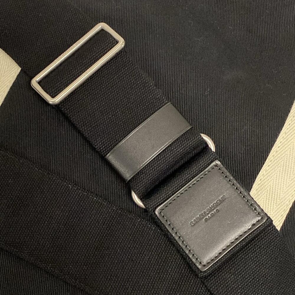 Saint Laurent PARIS Rive Gauche Sling Bag Backpack 734682 Black Gold Cream - Picture 15 of 15